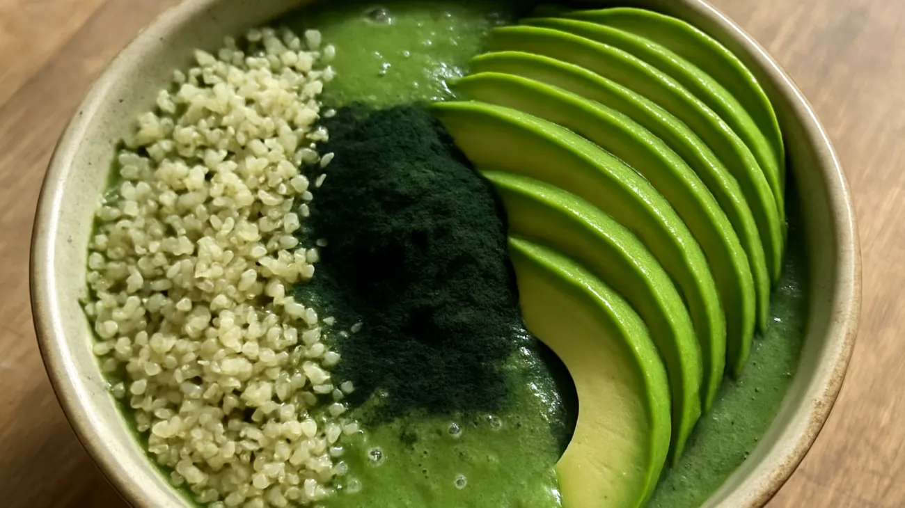 Hanfsamen-Bowl mit Spirulina und Avocado"