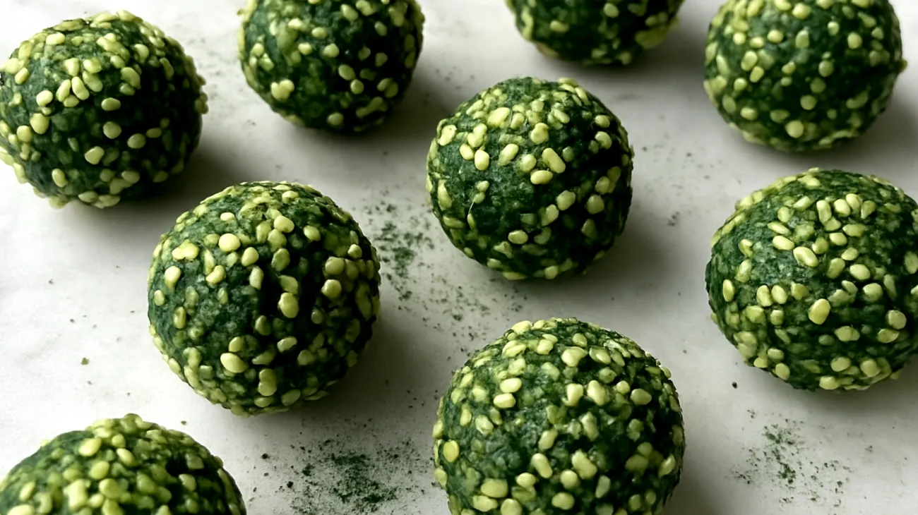 Hanfsamen-Quinoa-Energiebällchen mit Spirulina"