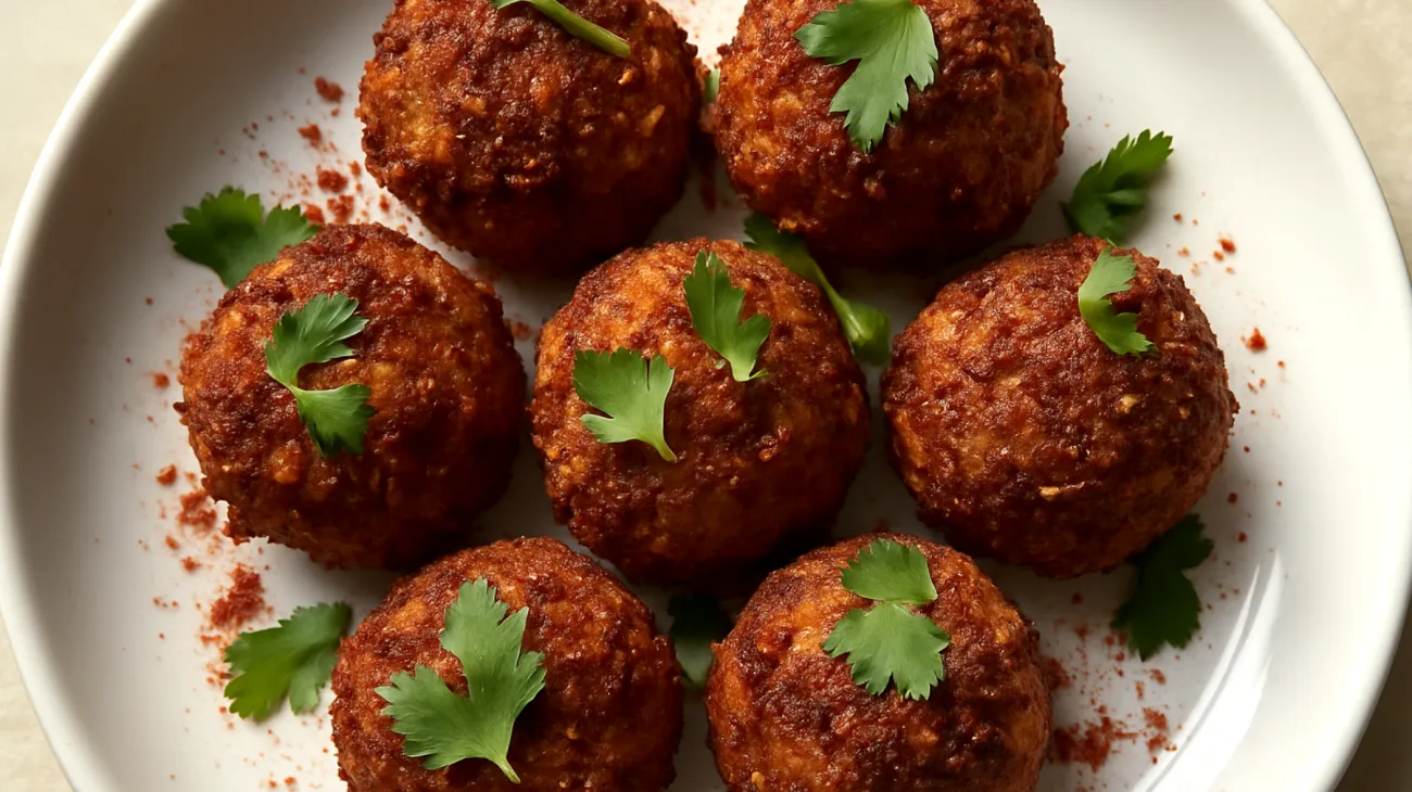 Kichererbsen-Tahini-Bällchen mit fermentierten Gewürzen"