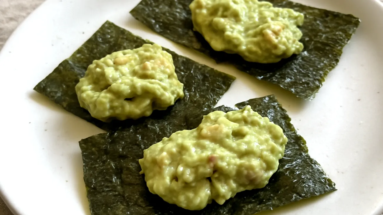 Nori-Blätter mit Walnuss-Avocado-Paste"